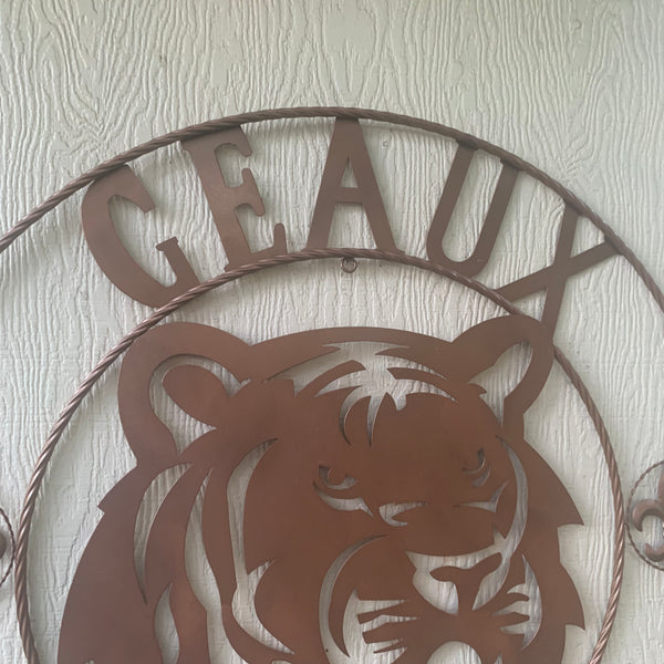 12",18", 24", 32", 36" GEAUX TIGERS HAMMERED COPPER CUSTOM METAL VINTAGE CRAFT SIGN TEAM HANDMADE