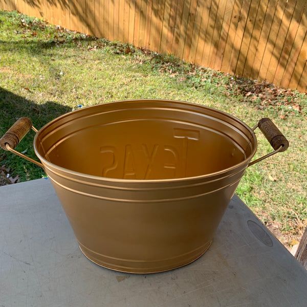 18" TEXAS GOLDEN COPPER METAL OVAL TUB WESTERN HOME DECOR METAL ART NEW #EH10391