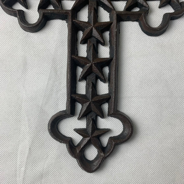 #SI56353 LONE STAR WESTERN CROSS METAL CAST IRON WESTERN HOME DECOR NEW HANDMADE ART