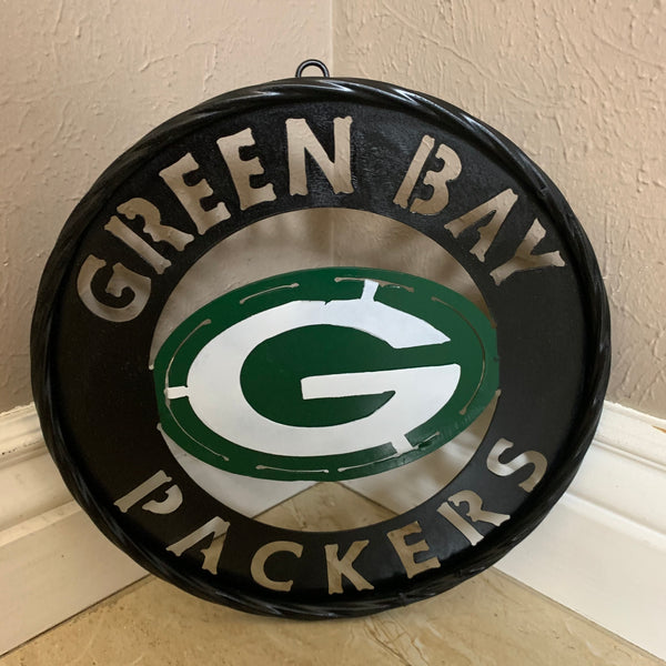 GREEN BAY WIDE BAND DISC METAL CUSTOM VINTAGE CRAFT TEAM SPORTS SIGN HANDMADE