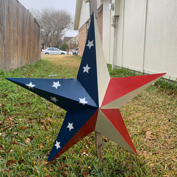 12",16",24",30",36" USA AMERICAN FLAG STAR STYLE #1 RED WHITE & BLUE METAL BARN STAR WALL ART HANDMADE STYLE# 1