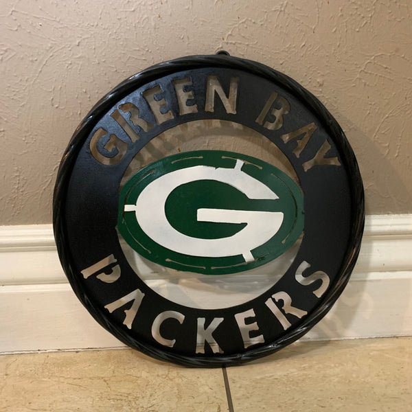 GREEN BAY WIDE BAND DISC METAL CUSTOM VINTAGE CRAFT TEAM SPORTS SIGN HANDMADE