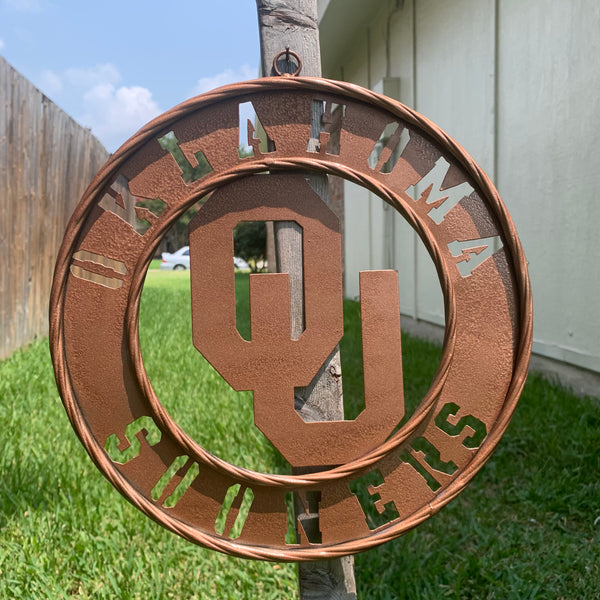 12",18",24",32" OU SOONERS HAMMERED COPPER CUSTOM METAL VINTAGE CRAFT TEAM SIGN HANDMADE CRAFT