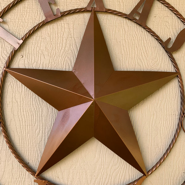 24", 32",36",40" TEXAS 1836 HAMMERED COPPER  BARN STAR METAL WALL WESTERN HOME DECOR RED WHITE BLUE ART