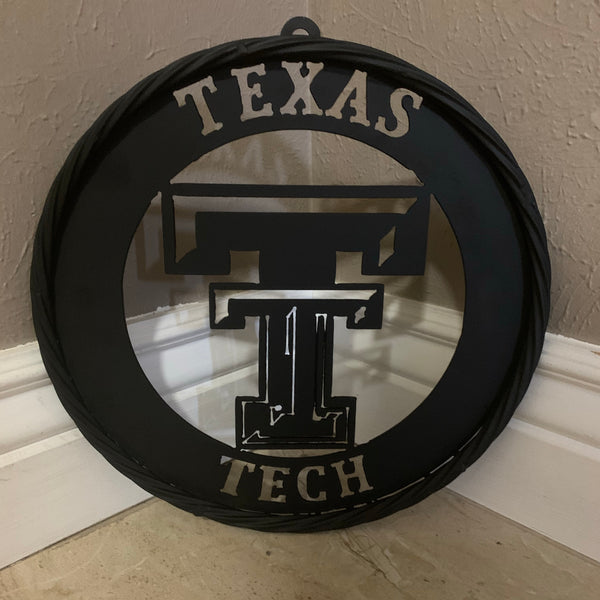 12",18",24",32",36" TEXAS TECH RUSTIC BLACK CUSTOM METAL VINTAGE CRAFT TEAM SIGN HANDMADE TO ORDER