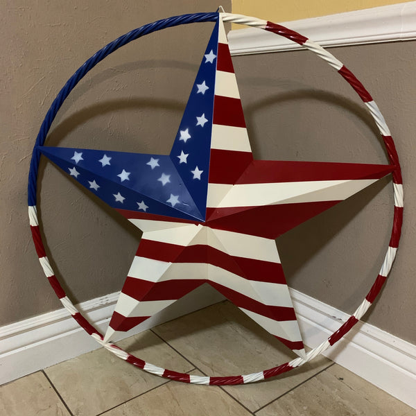 USA AMERICANA FLAG STAR METAL RED WHT BLUE STAR WESTERN HOME DECOR HANDMADE 12",16",24",32"36",38",40",48"