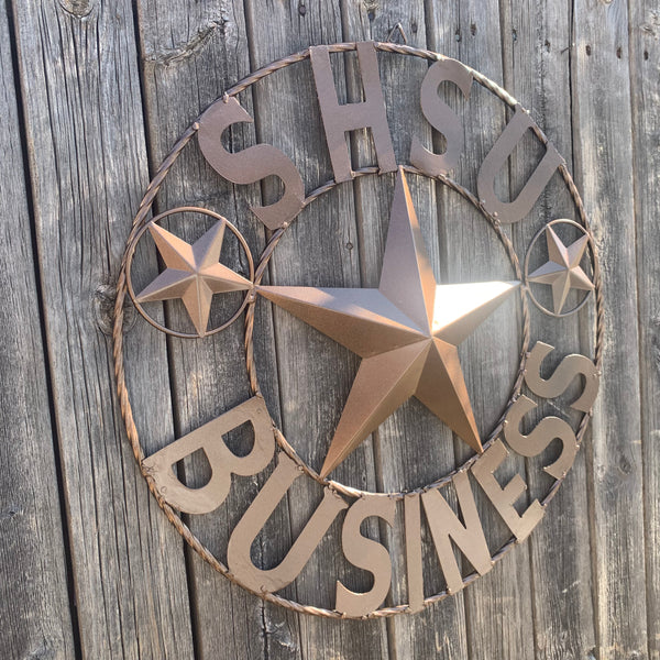 24",32" SHSU SAM HOUSTON BEARKATS BUSINESS RUSTIC BRONZE COPPER METAL CUSTOM VINTAGE CRAFT RUSTIC BLACK TEAM STAR HANDMADE