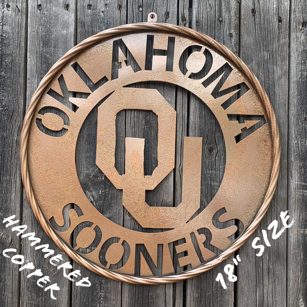 12",18",24",32" OU SOONERS HAMMERED COPPER CUSTOM METAL VINTAGE CRAFT TEAM SIGN HANDMADE CRAFT