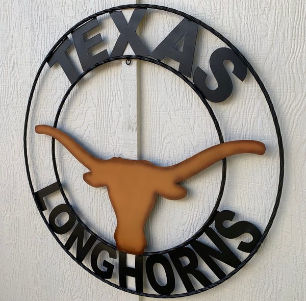 TEXAS LONGHORNS CUSTOM METAL VINTAGE CRAFT TEAM SIGN WESTERN HOME DECOR HANDMADE #EH90072