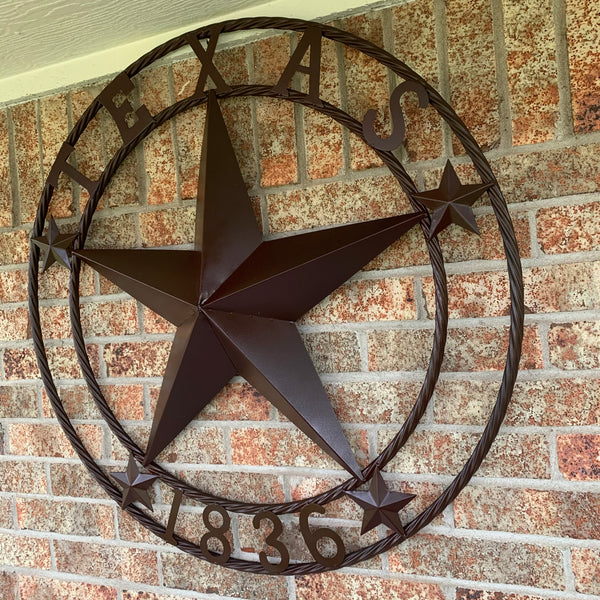 36" TEXAS 1836 BROWN BARN STAR METAL ART WESTERN HOME DECOR VINTAGE RUSTIC CRAFT ART