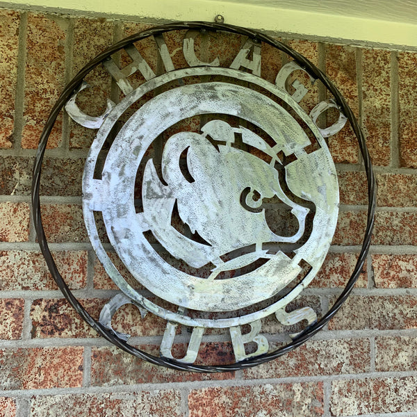 12", 18", 24", 32" CHICAGO CUBS CUSTOM RAW METAL VINTAGE CRAFT TEAM SPORTS SIGN HANDMADE
