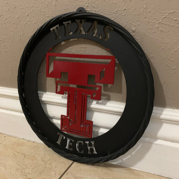 12", 18", 24", 32" TEXAS TECH WIDE BAND RING RED & BLACK CUSTOM METAL VINTAGE CRAFT TEAM SIGN