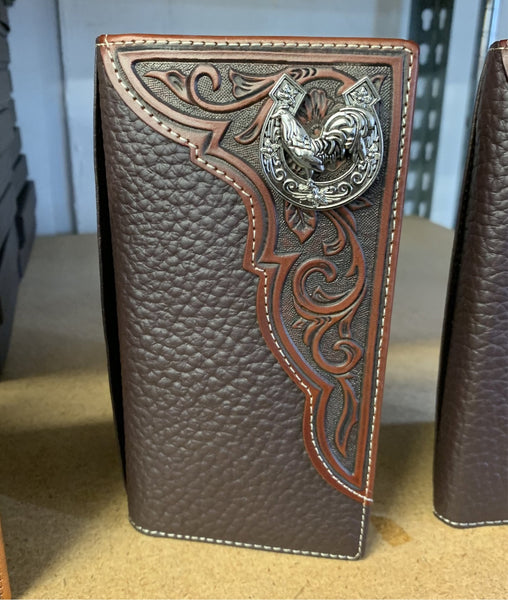 #LG GENUINE LEATHER WESTERN CHECKBOOK MEN'S WALLET WESTERN FASHION--FREE SHIPPING