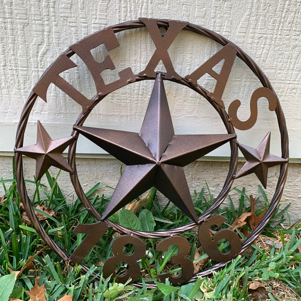 16" RUSTIC BRONZE TEXAS 1836 BARN LONE STAR METAL ART WESTERN HOME DECOR VINTAGE RUSTIC DARK BRONZE NEW