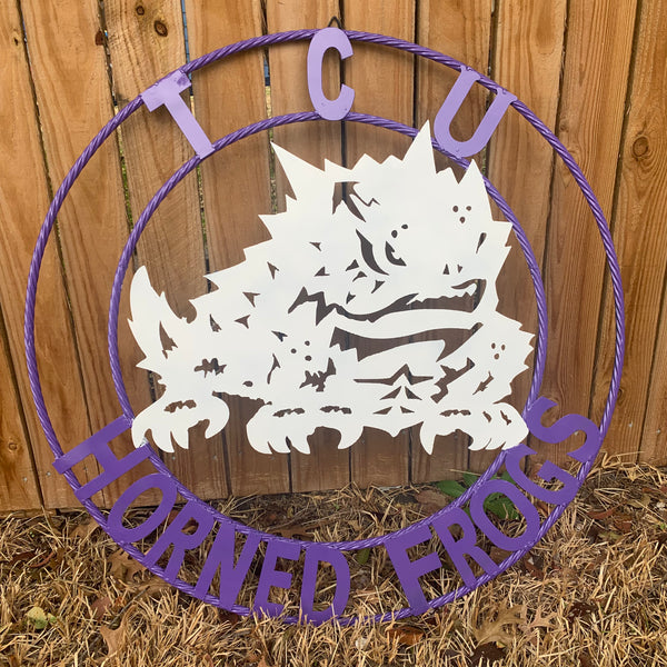 12",18",24",32",36" TCU HORNED FROGS CUSTOM METAL VINTAGE CRAFT TEAM SIGN HANDMADE