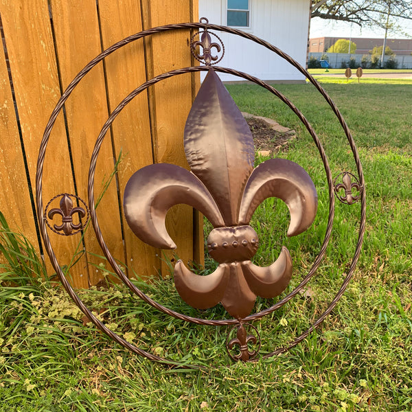 MULTI FLEUR DE LIS METAL WALL ART WESTERN HOME DECOR VINTAGE RUSTIC BROWN ART NEW