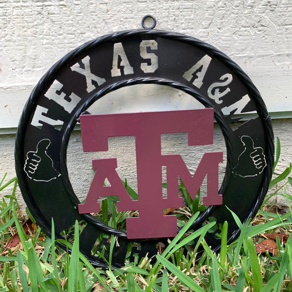12",18",24",32" TEXAS A&M AGGIES WIDE BAND RING CUSTOM METAL VINTAGE CRAFT TEAM SIGN HANDMADE