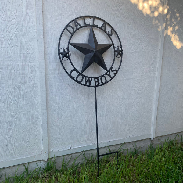 24" STAR & 34" STAKE DALLAS COWBOYS DECOR METAL ART WESTERN HOME WALL DECOR ALL RUSTIC BLACK STAR WITH 34" STAKE