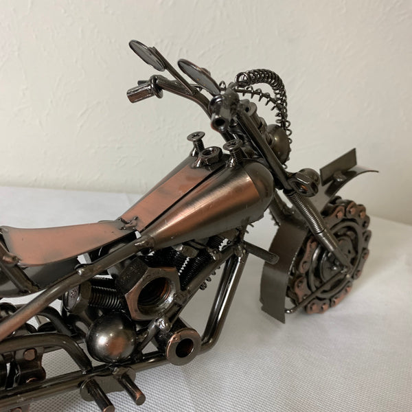 12" HARLEY STYLE MOTORCYCLE METAL COPPER ART WESTERN BAR DECOR NEW