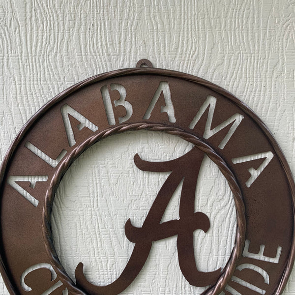 ALABAMA CRIMSON TIDE WIDE BAND RING CUSTOM METAL VINTAGE CRAFT TEAM SIGN HANDMADE