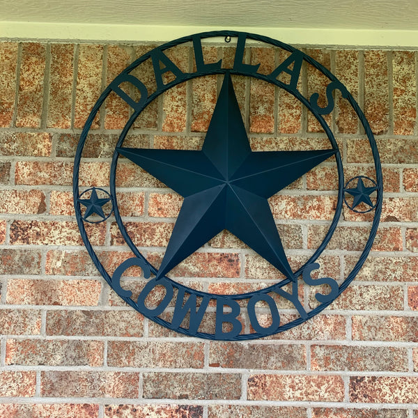 DALLAS COWBOYS NAVY BLUE BARN STAR METAL LONE STAR WESTERN HOME DECOR HANDMADE 24",32",36",40",42",44",46",50"