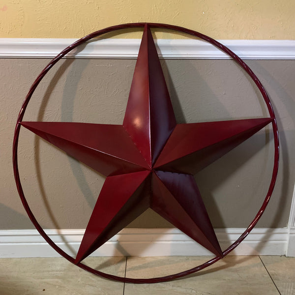 CRANBERRY BURGUNDY STAR RED STAR BARN METAL LONESTAR TWISTED ROPE RING WALL ART WESTERN HOME DECOR BRAND NEW