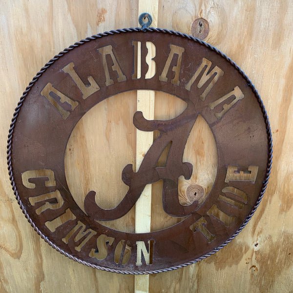 ALABAMA CRIMSON TIDE WIDE BAND RING CUSTOM METAL VINTAGE CRAFT TEAM SIGN HANDMADE