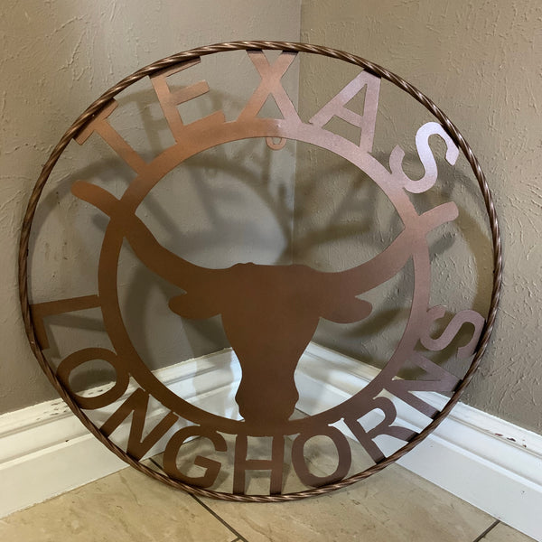 40",44",50" TEXAS LONGHORNS CUSTOM METAL VINTAGE CRAFT SIGN TEAM ART WESTERN HOJME DECOR RUSTIC BRONZE