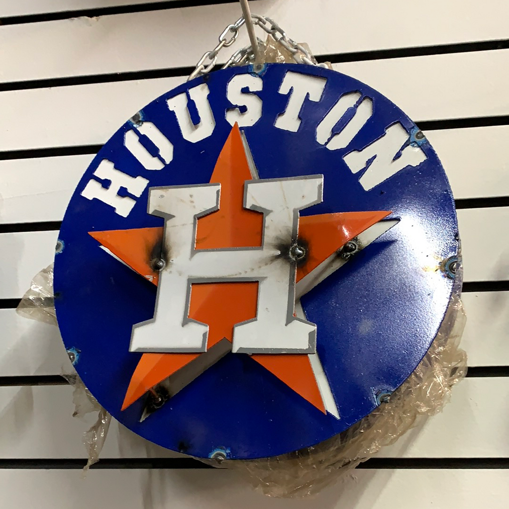12" HOUSTON ASTROS DISC CUSTOM METAL VINTAGE CRAFT WESTERN TEAM DECOR