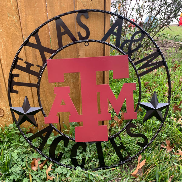 12", 18", 24", 32" TEXAS A&M AGGIES STARS METAL CUSTOM VINTAGE CRAFT WALL ART TEAM SIGN HANDMADE