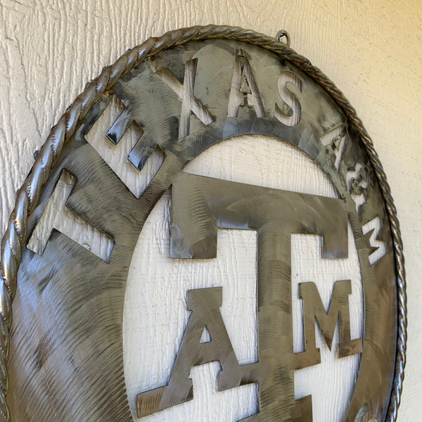 24" TEXAS A&M WIDE BAND RAW METAL CUSTOM VINTAGE CRAFT WALL ART TEAM SIGN HANDMADE