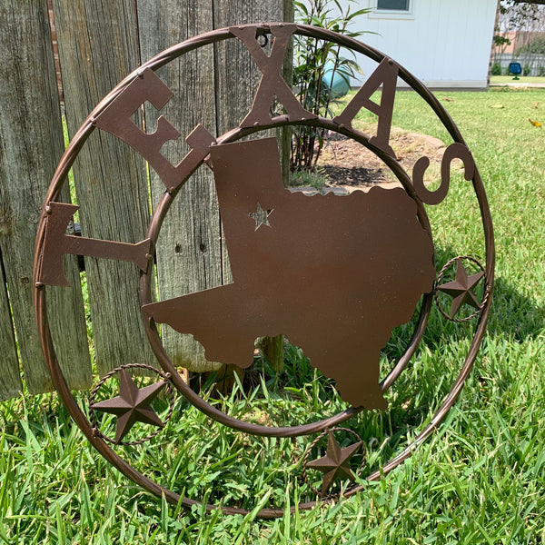 24" State of Texas Map Metal Wall Art Western Home Decor Vintage Rustic Bronze Copper New