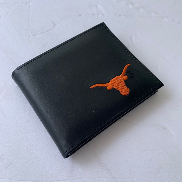 4.25" x 3.75" TEXAS LONGHORN WALLET LEATHER BIFOLD WALLET NEW-- FREE SHIPPING