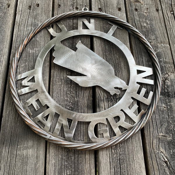 12", 18", 24", 32" UNT MEAN GREEN RAW METAL CUSTOM VINTAGE CRAFT WALL ART TEAM SIGN HANDMADE