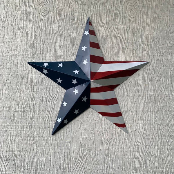 12",16",24",30",36" USA AMERICAN FLAG STAR STYLE#9 RED WHITE & BLUE METAL BARN STAR METAL WALL ART HANDMADE