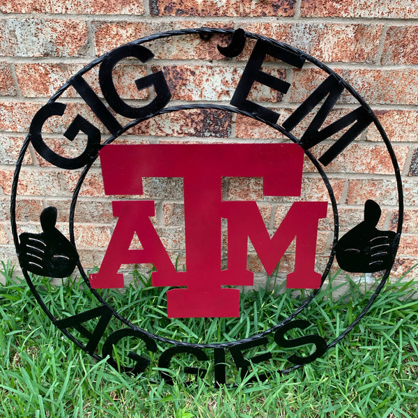 GIGEM AGGIES METAL CUSTOM VINTAGE CRAFT TEAM SIGN HANDMADE
