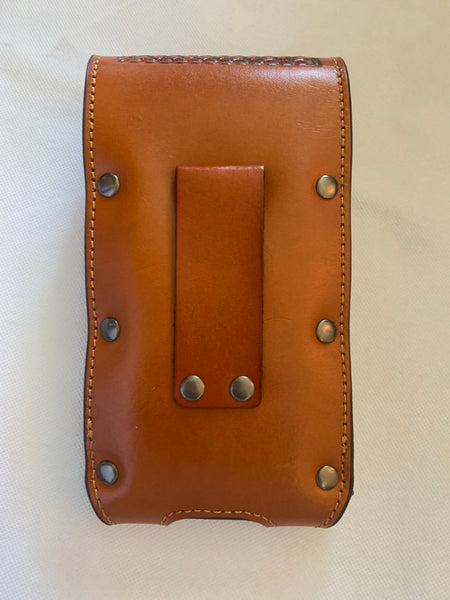 L_2069-1  7" ROOSTER TAN BROWN LEATHER POUCH EXTRA LARGE  BELT LOOP HOLSTER CELL PHONE CASE UNIVERSAL OVERSIZE