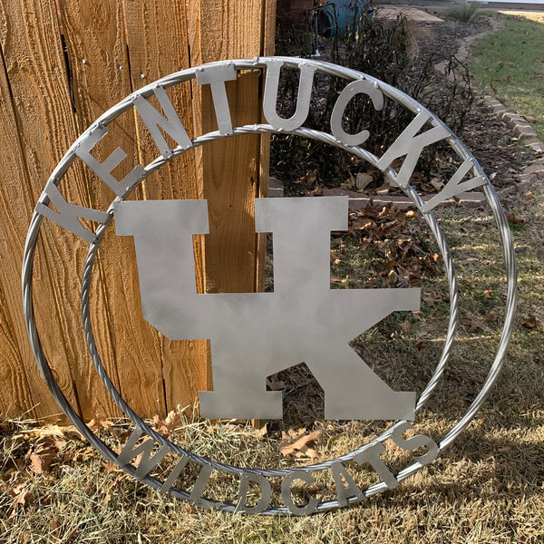 12", 18", 24", 32" KENTUCKY WILDCATS CUSTOM SILVER GREY METAL VINTAGE CRAFT SIGN HANDMADE