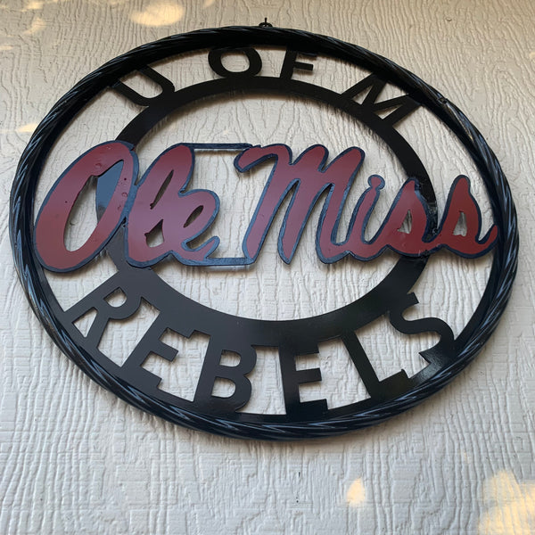 OLE MISS REBELS MISSISSIPPI METAL CUSTOM VINTAGE CRAFT TEAM SIGN HANDMADE