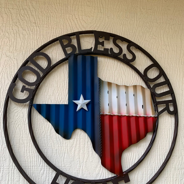 24" WAVY GOD BLESS PUR HOME STATE OF TEXAS METAL CRAFT SIN WESTERN HOME DECOR HANDMADE NEW