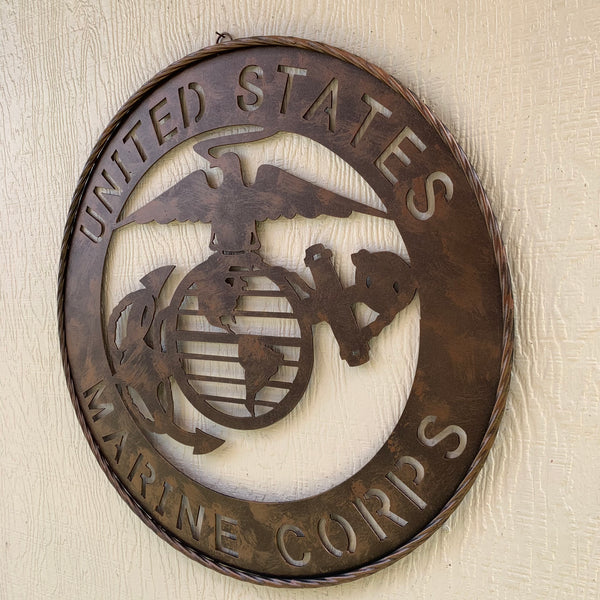 #EH10851 24" UNITED STATES MARINE CORPS MILITARY LASERCUT METAL WALL ART SIGN WESTERN HOME DECOR HANDMADE BRONZE