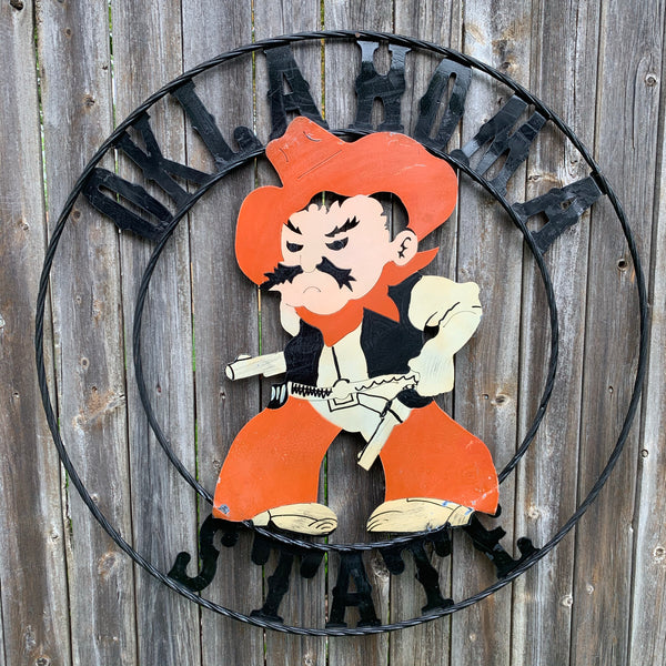 OSU OKLAHOMA STATE COWBOYS CUSTOM METAL VINTAGE CRAFT TEAM SIGN HANDMADE