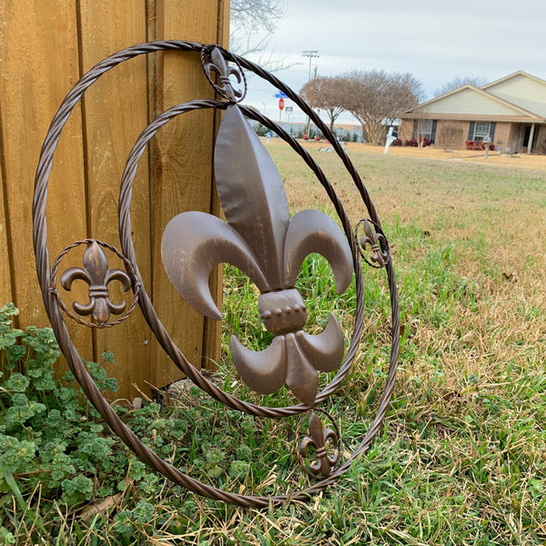 MULTI FLEUR DE LIS METAL WALL ART WESTERN HOME DECOR VINTAGE RUSTIC BROWN ART NEW