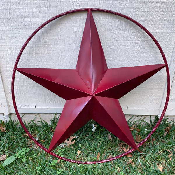 CRANBERRY BURGUNDY STAR RED STAR BARN METAL LONESTAR TWISTED ROPE RING WALL ART WESTERN HOME DECOR BRAND NEW