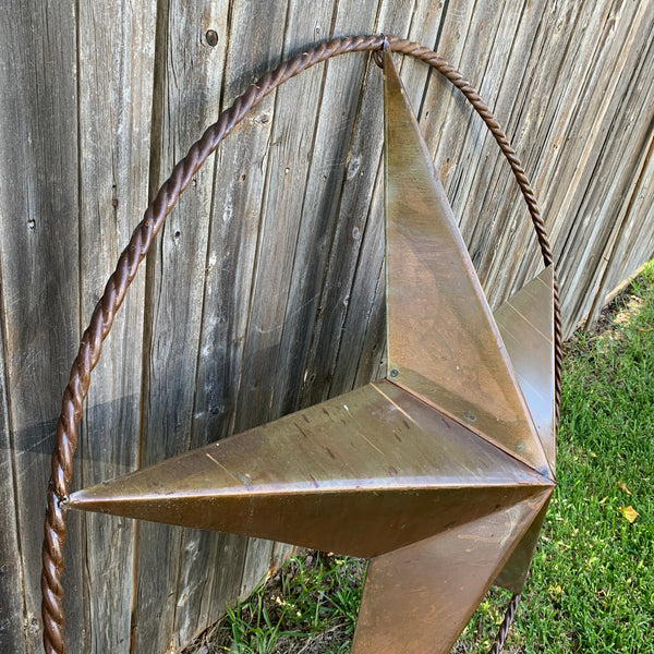 #EH10507 TEXAS GIANT 8,6,5,4 FOOT NATURAL RUSTIC SEALED UNPAINTED LARGE OVERSIZE METAL LONESTAR GENUINE RUST PATINA LONE STAR TWISTED ROPE RING 4,5,6,8 FOOT