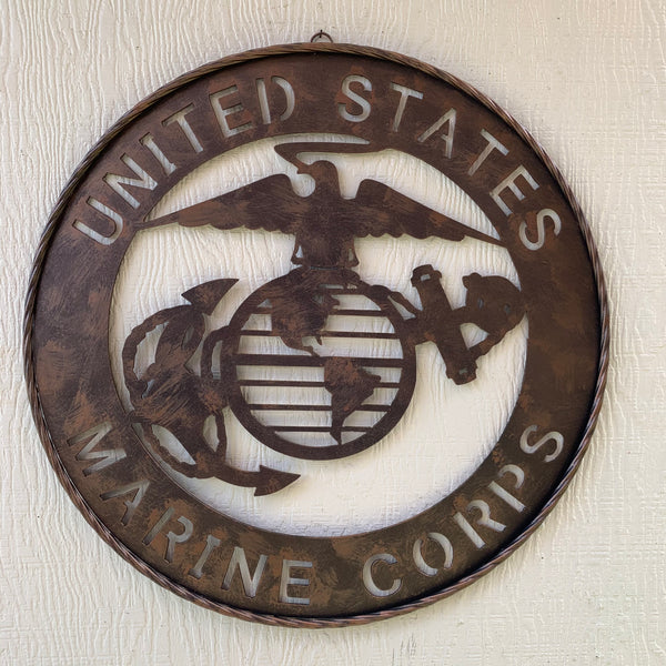 #EH10851 24" UNITED STATES MARINE CORPS MILITARY LASERCUT METAL WALL ART SIGN WESTERN HOME DECOR HANDMADE BRONZE