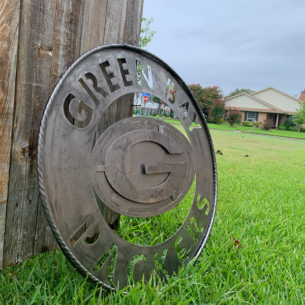 12",18",24",32",36" RAW METAL GREEN BAY PACKERS DISC CUSTOM METAL VINTAGE CRAFT TEAM SPORTS SIGN HANDMADE