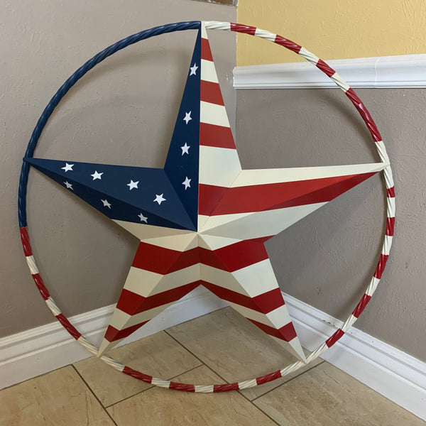 USA AMERICANA FLAG STAR METAL RED WHT BLUE STAR WESTERN HOME DECOR HANDMADE 12",16",24",32"36",38",40",48"