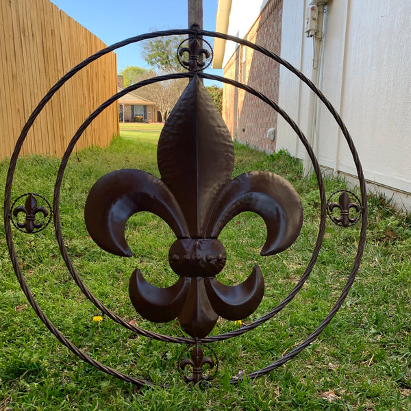 MULTI FLEUR DE LIS METAL WALL ART WESTERN HOME DECOR VINTAGE RUSTIC BROWN ART NEW