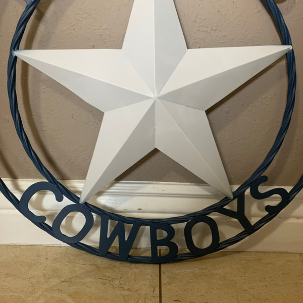 DALLAS COWBOYS STAR METAL BARN LONE STAR WESTERN HOME DECOR BLUE & WHITE STAR, SIZE:24",32",36",40",42",44",46",50"